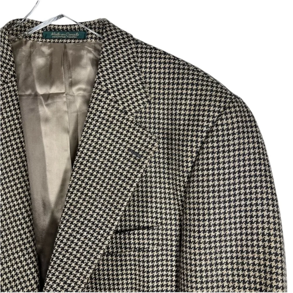 CHAPS Ralph Lauren Black & Tan Houndstooth Pure New Wool Men’s Blazer 42S